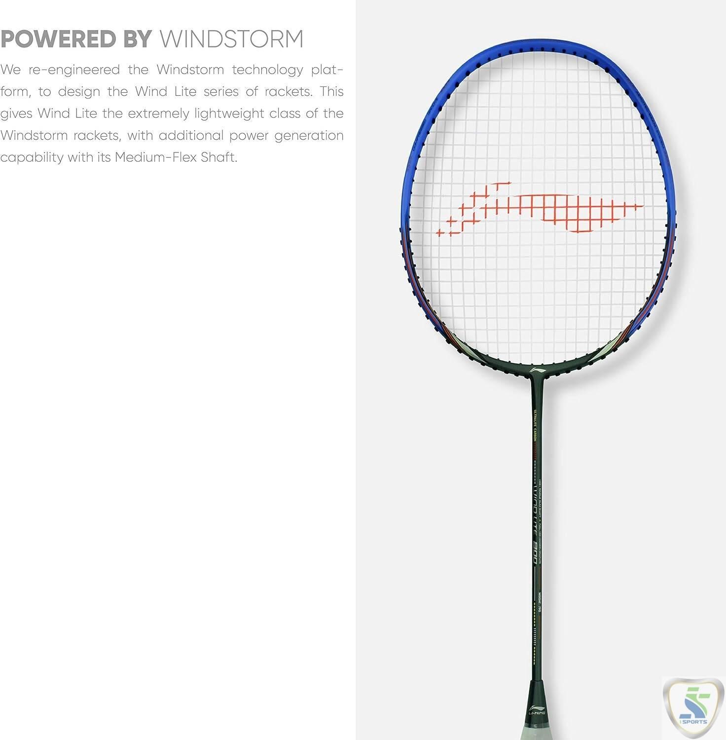 Li-Ning Wind Lite 800 Carbon Fibre Strung Badminton Racket with Full Racket Cover - Image 5