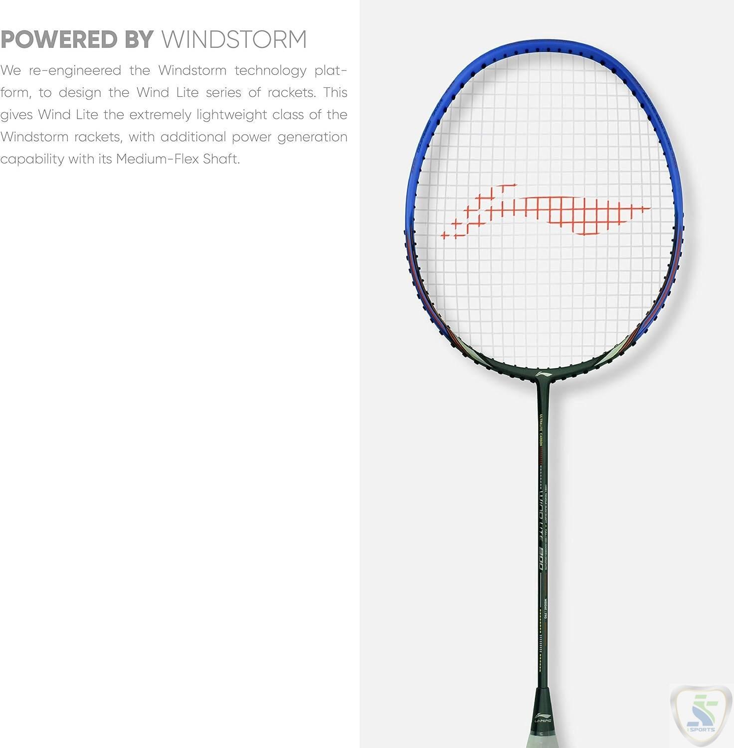 Li-Ning Wind Lite 800 Carbon Fibre Strung Badminton Racket with Full Racket Cover - Image 5