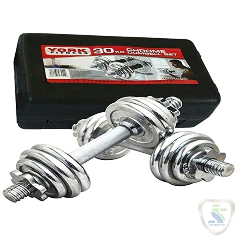 York Dumbbell Set Silver.