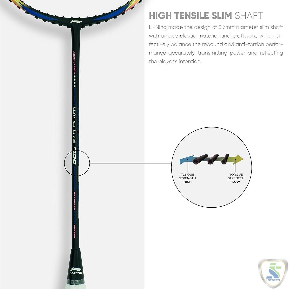 Li-Ning Wind Lite 900 Carbon Fibre Strung Badminton Racket with Free Full Cover - Image 3