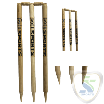 ISPORTS WOODEN STUMPS-NATURAL (FULL SIZE)